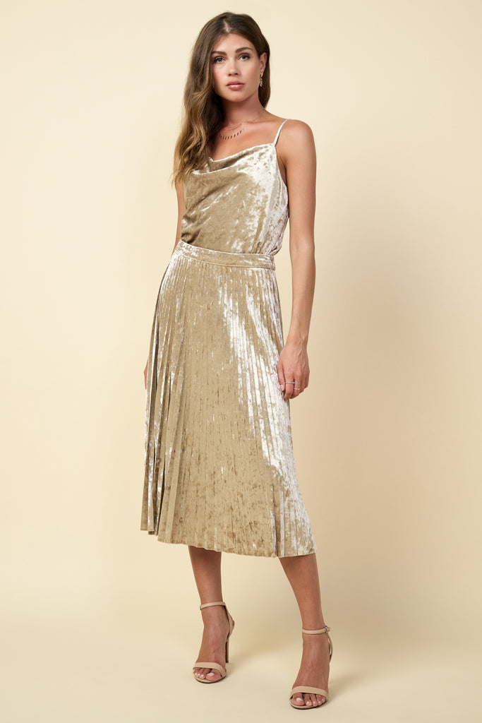 Crushed Velvet Midi Skirt