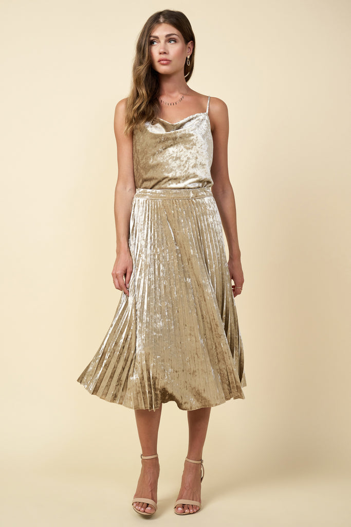 Crushed Velvet Midi Skirt