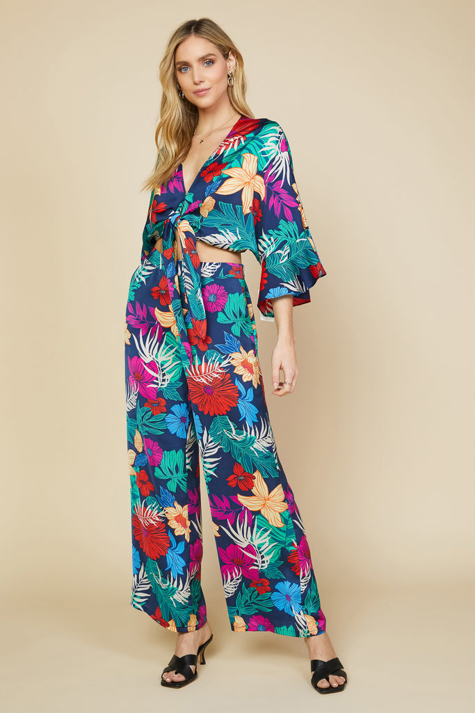 Tropical Front Tie Kimono