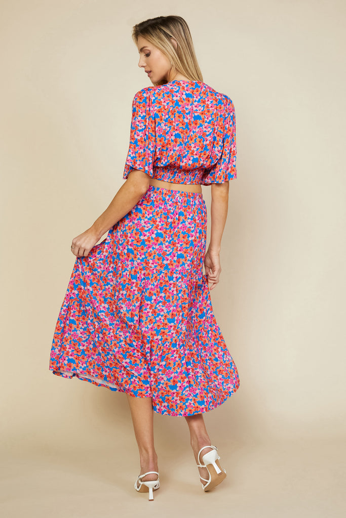 Bohemian Floral Tiered Midi Skirt