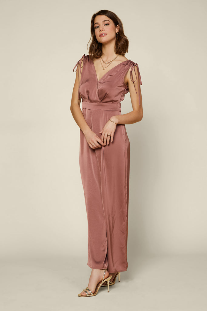 Satin Tie Shoulder Jumpsuit
