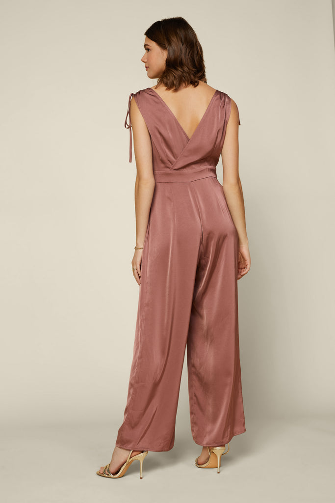 Satin Tie Shoulder Jumpsuit