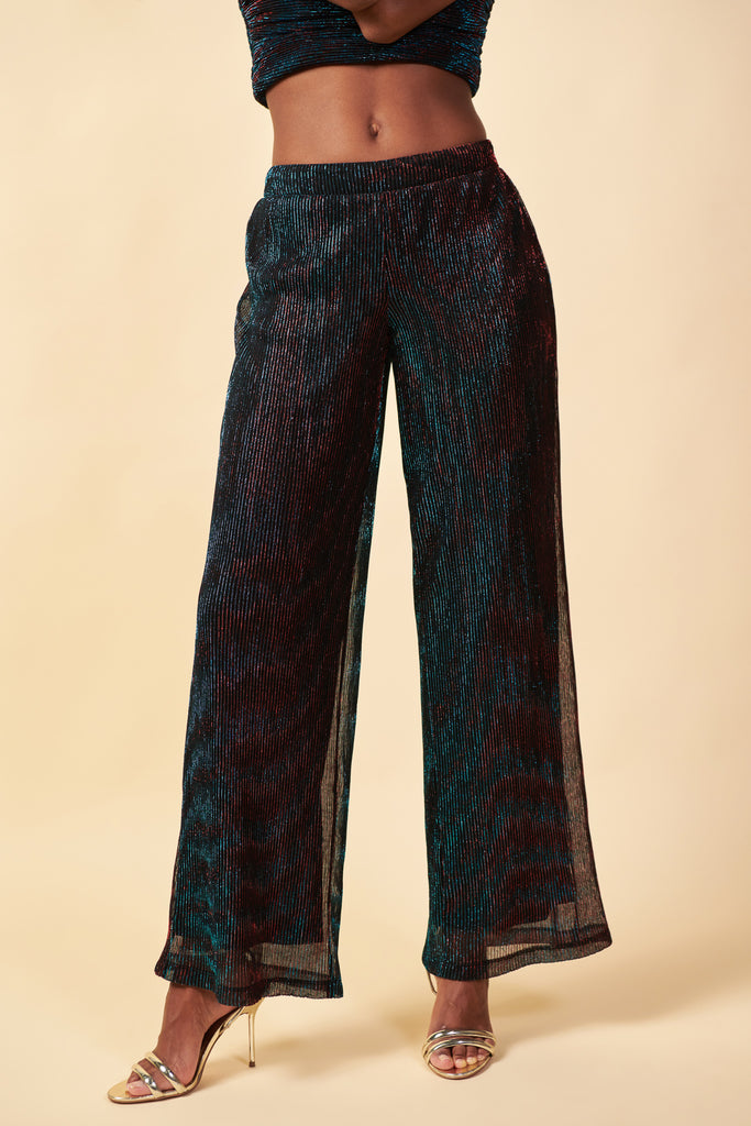 Metallic Mesh Pants