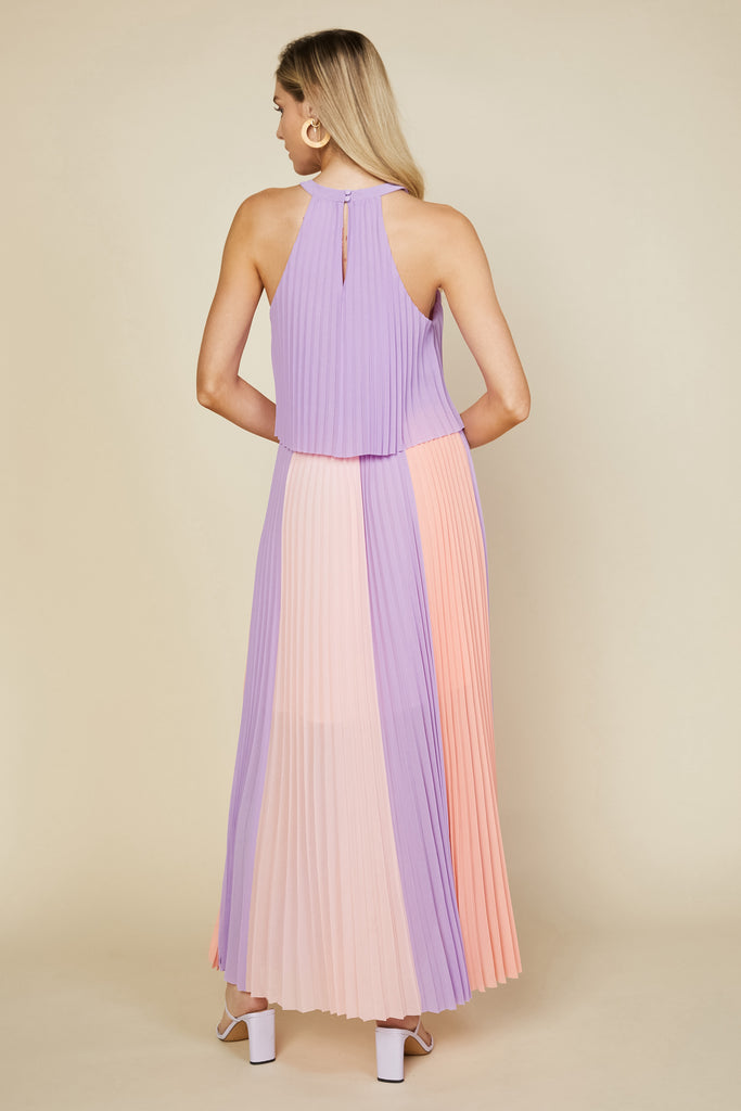 Halter Pleated Maxi Dress