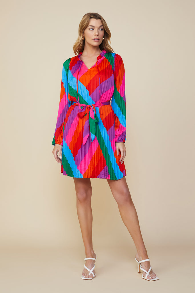 Multicolor Pleated Dress