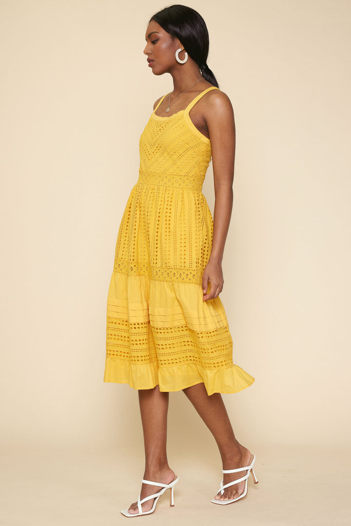 Sleeveless Eyelet Midi Dress