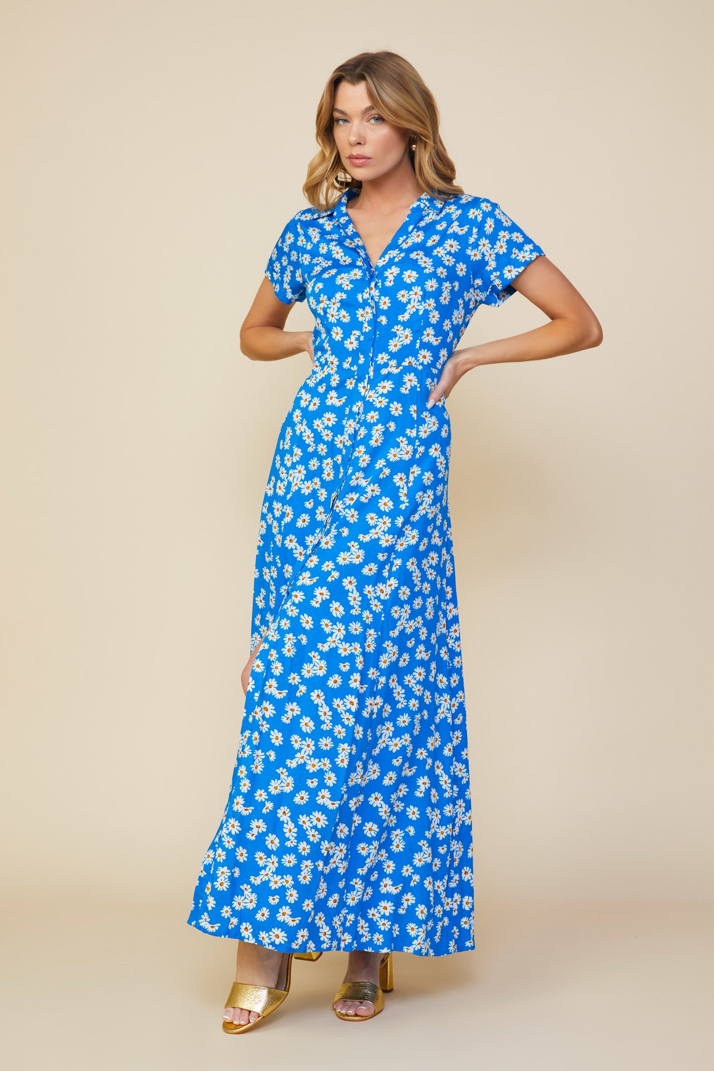Floral Print Maxi Shirt Dress