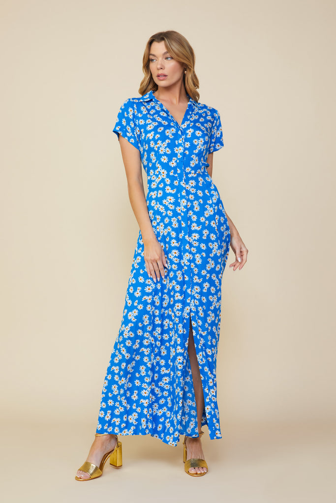 Floral Print Maxi Shirt Dress