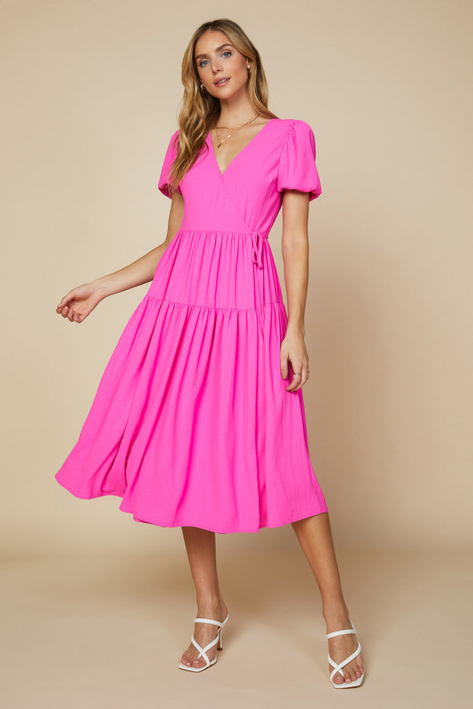 Woven Wrap Midi Dress