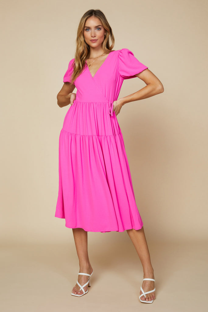 Woven Wrap Midi Dress
