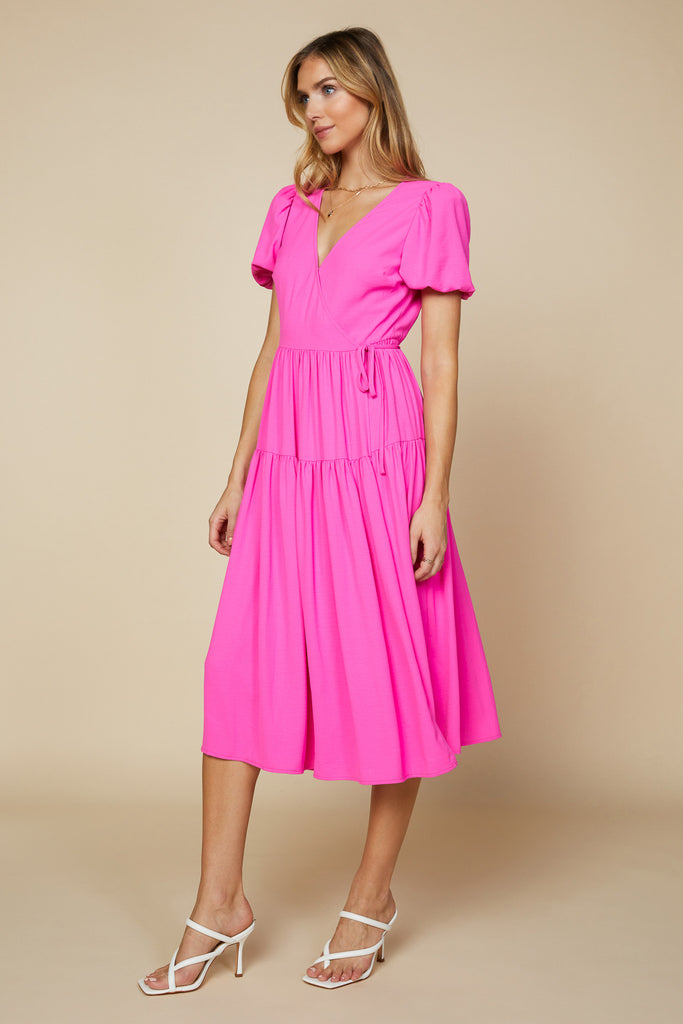 Woven Wrap Midi Dress