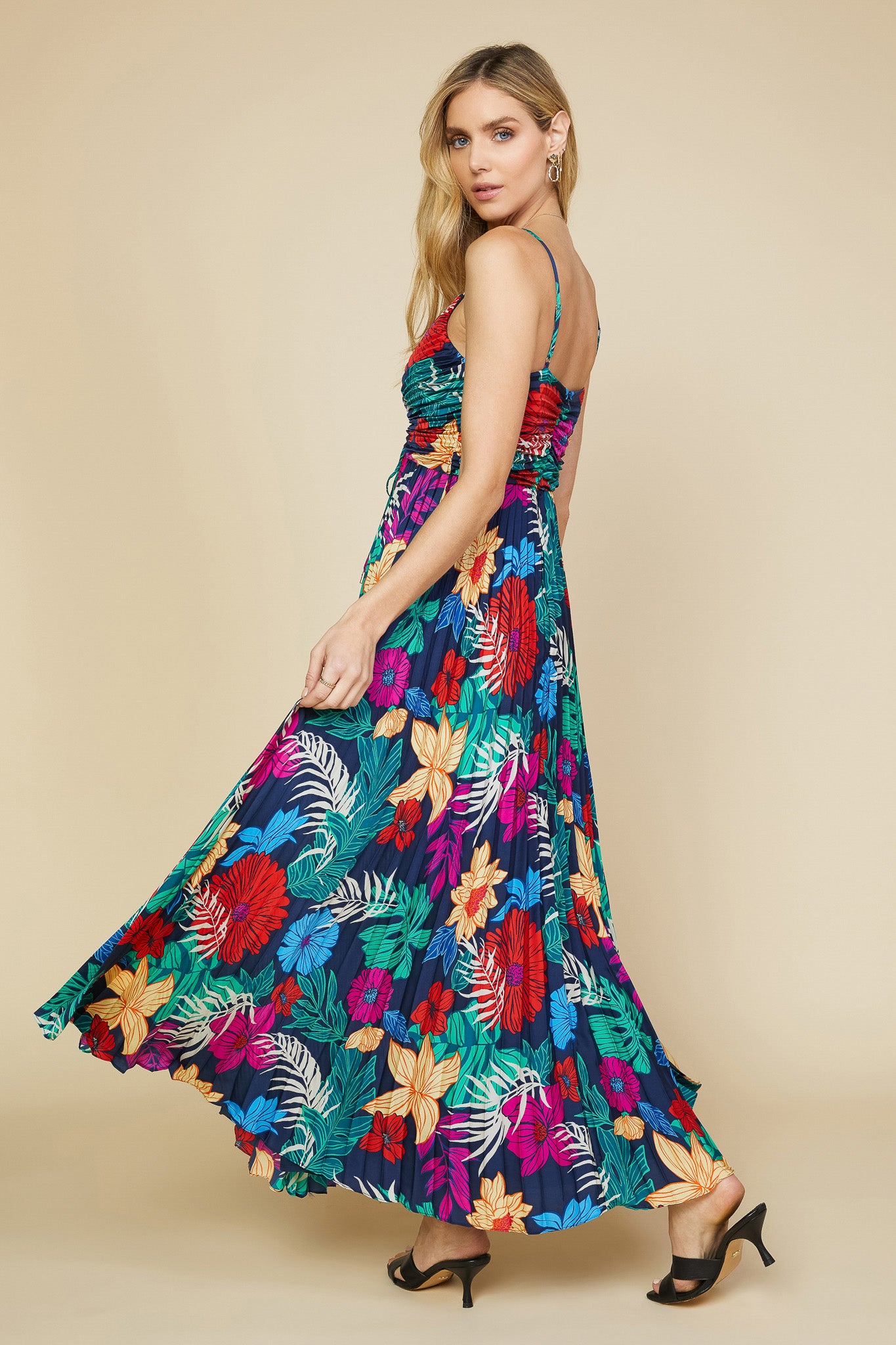 Tropical Front Tie Pleated Dress – SKIES ARE BLUE