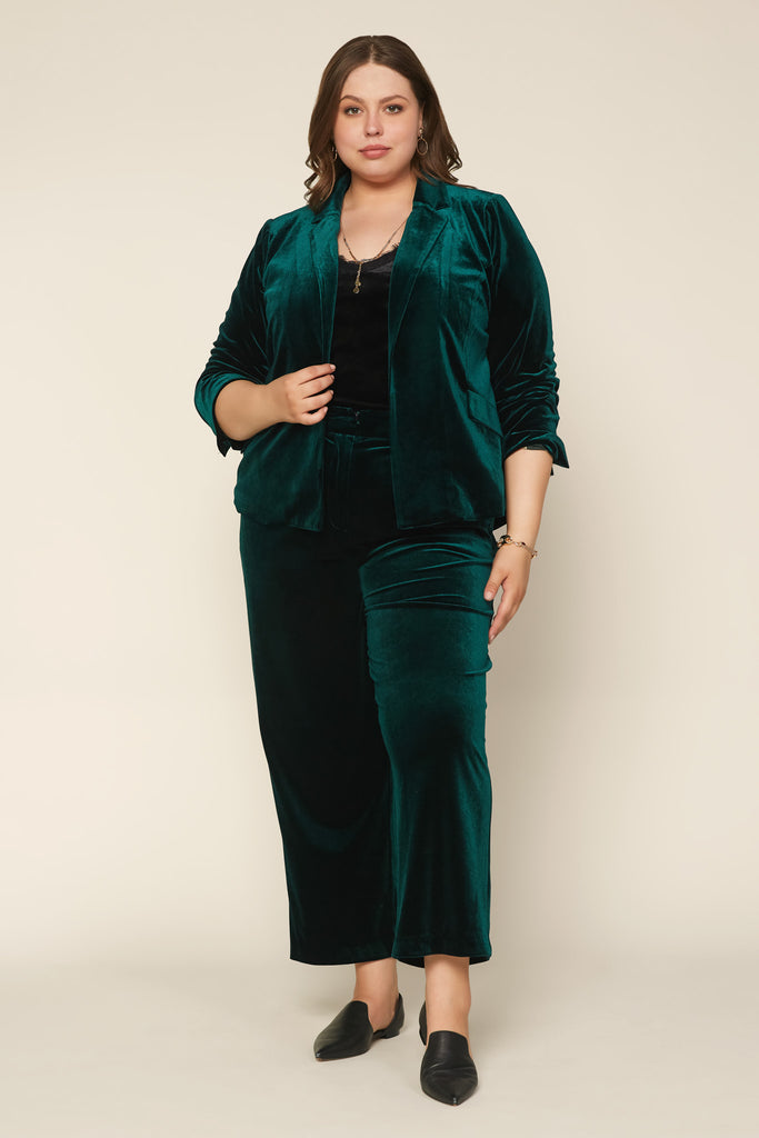 Plus Size - Velvet Wide Leg Pants