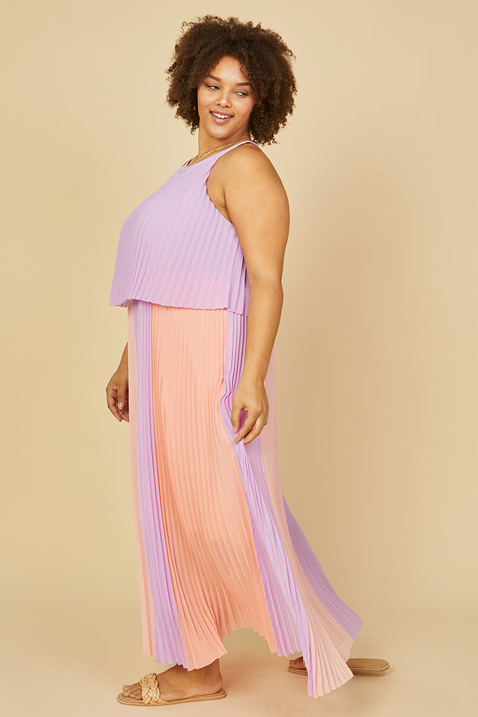Plus Size - Pleated Halter Maxi Dress
