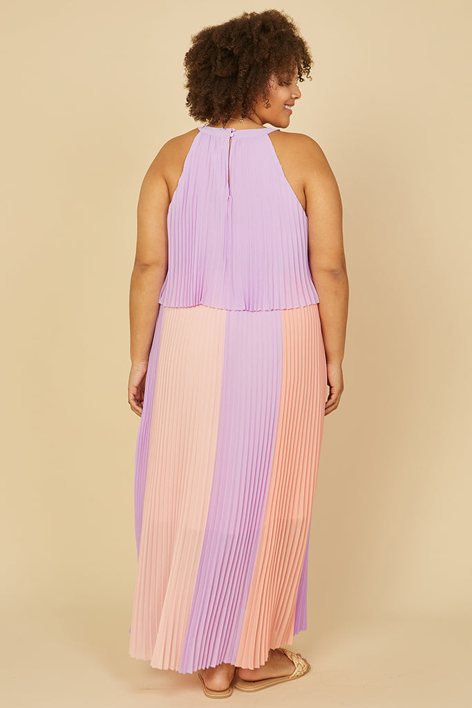 Plus Size - Pleated Halter Maxi Dress