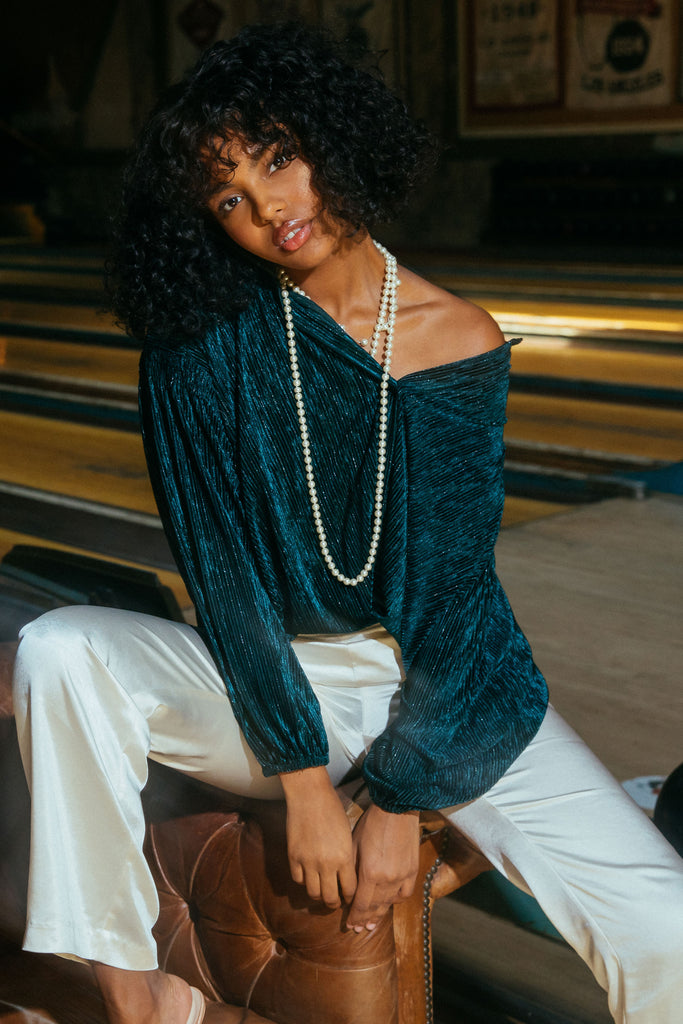 Velvet Buttondown Top