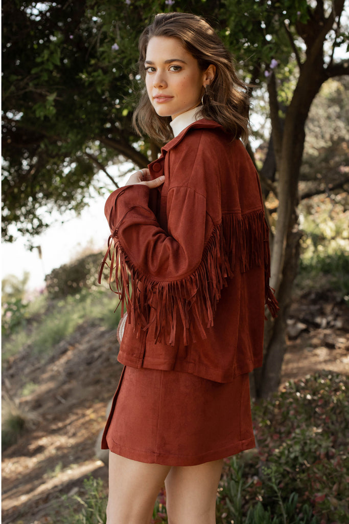 Faux Suede Fringe Jacket